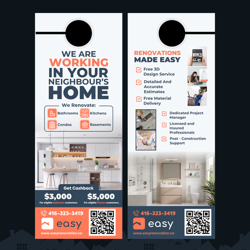 Door hanger design with the title 'Door Hanger Flyer for Renovation Company'