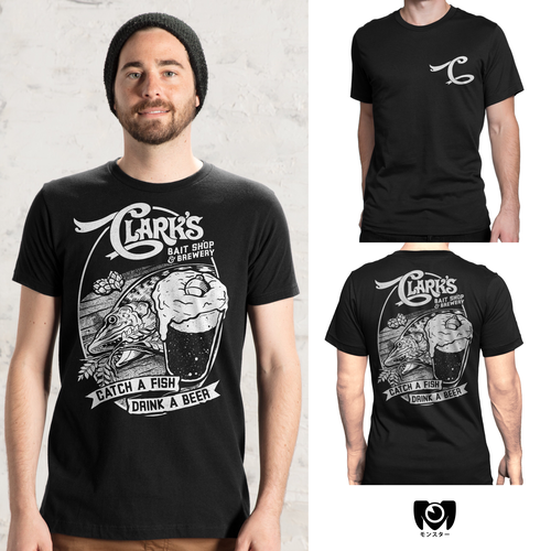 Fish t-shirt with the title 'Clark’s Bait Shop & Brewery Tee'