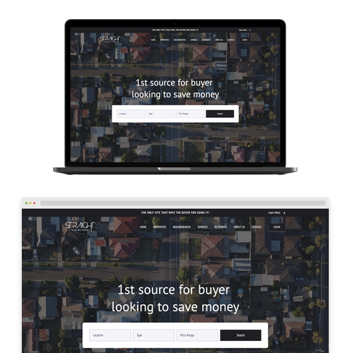 Black website with the title 'Realstate website'