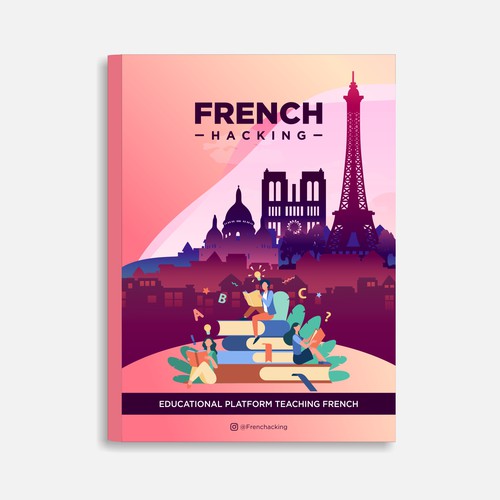 Abstract book cover with the title 'Book Cover Design/Concept for Educational French'