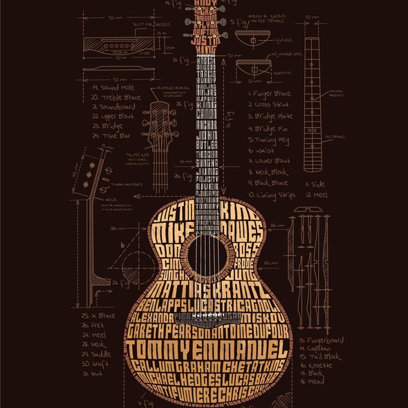 Guitar artwork with the title 'Guitar Typography'