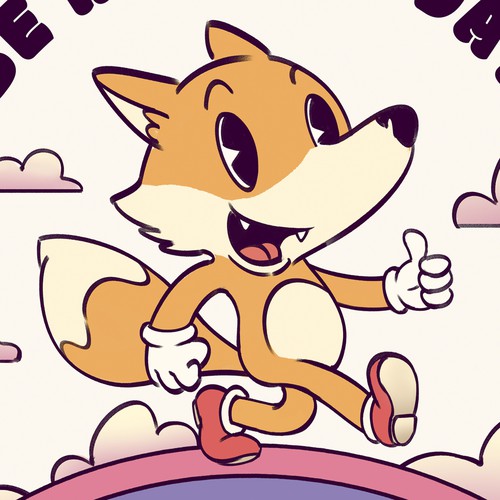 Fox illustration with the title 'Vintage poster with retro character'