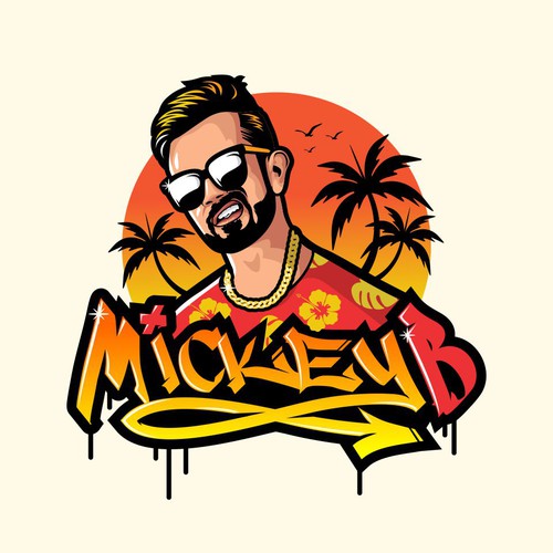 Singer logo with the title 'Mickey B'