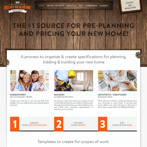 Building website with the title 'Bid My New Home'