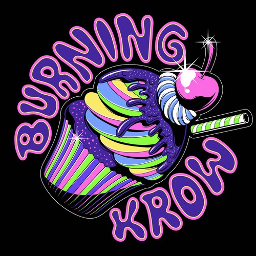 Cupcake design with the title 'Burning Krow'