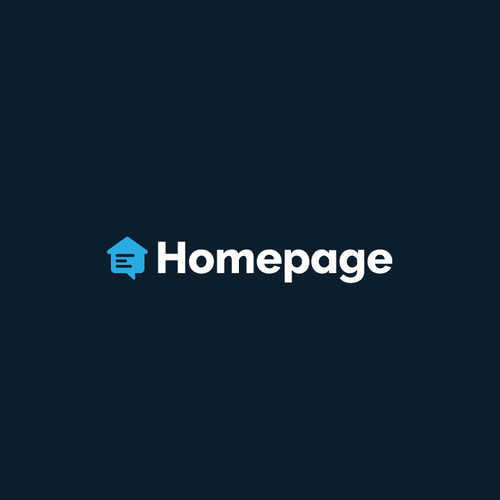 Speech bubble logo with the title 'Homepage Logo Design Concept'