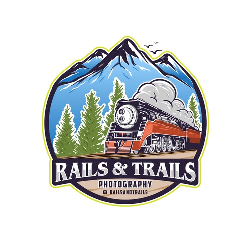 Railroad logo with the title 'RAILS & TRAILS PHOTOGRAPHY LOGO'