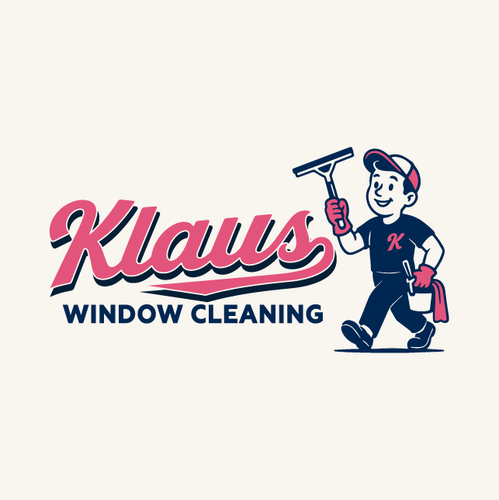 Retro brand with the title 'Fun Yet Professional Design for KLAUS WINDOW CLEANING'