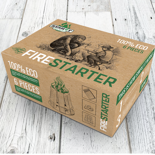 Tourism design with the title 'Eco fire starter box design'