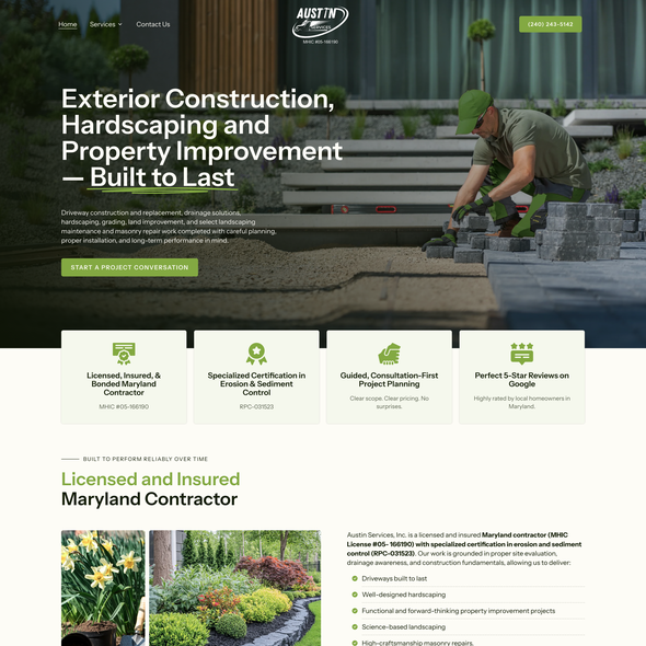 Landscape design with the title 'Austin Services Landscaping'