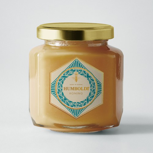 Art Deco label with the title 'honey label concept'