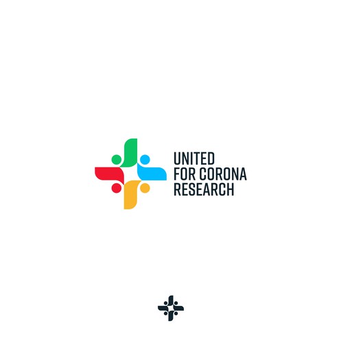 Branding illustration with the title 'United we are stronger than Coronavirus - Global Research Community - Logo '