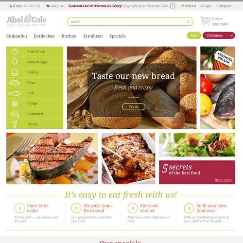 Ecommerce website with the title 'Online Food Store'