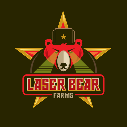 Russian design with the title 'Laser Bear Farms'