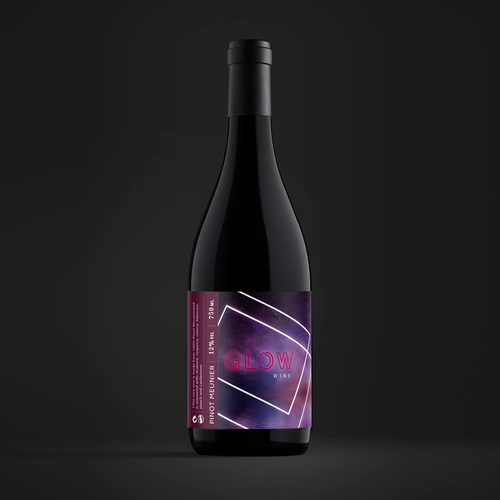 Wine bottle design with the title 'Glow Wine'
