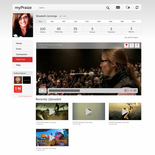 Community website with the title 'website design for MyPraize'