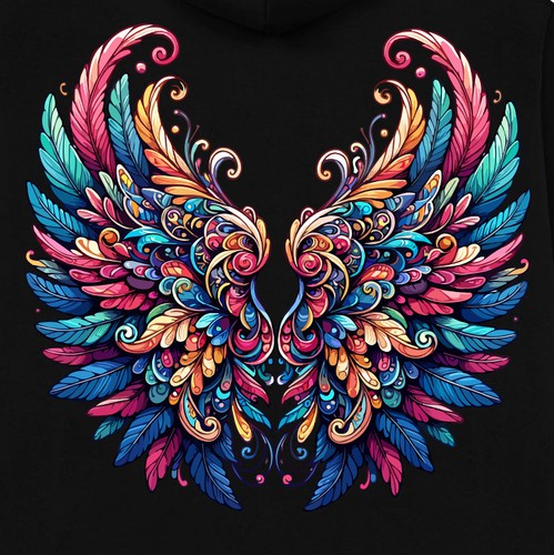 Angel wing design with the title 'Angel Wings Hoodie'