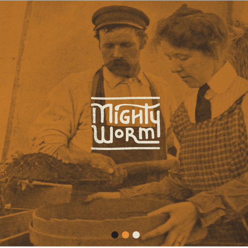 Vintage design logo with the title 'mighty worm'