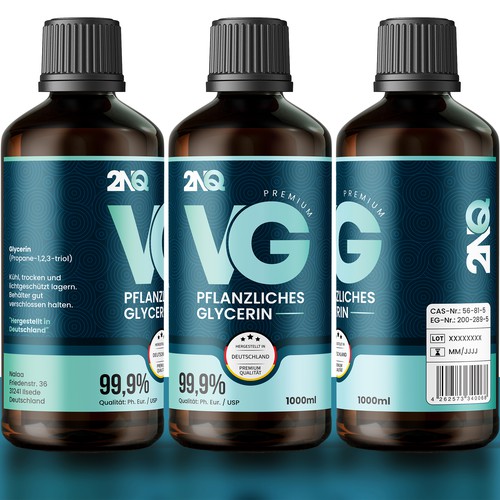 Color label with the title 'Clean & professional label design for VG & PG raw materials'