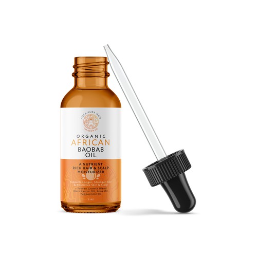 Oil label with the title 'Baobab Oil'