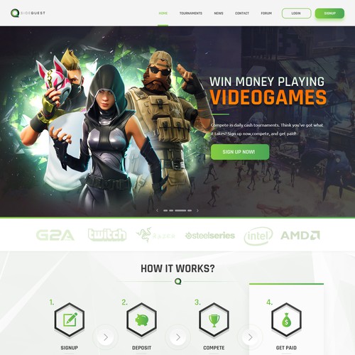 Game website with the title 'Sidequest Web Design'