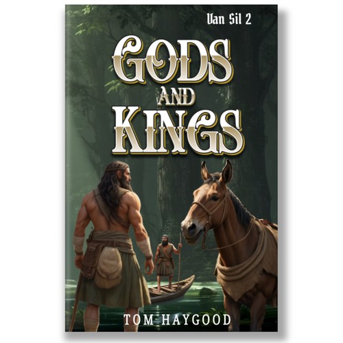 Ancient book cover with the title 'Gods and Kings barbarian story'