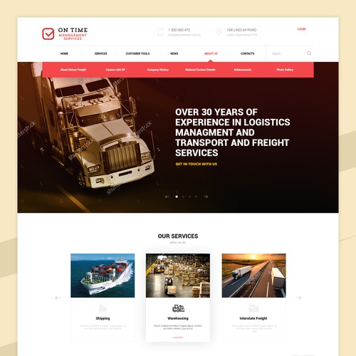 Logistics website with the title 'Re-branding logistics services'