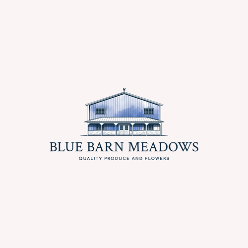 Produce logo with the title 'Design for Blue Barn Meadows flower farm'