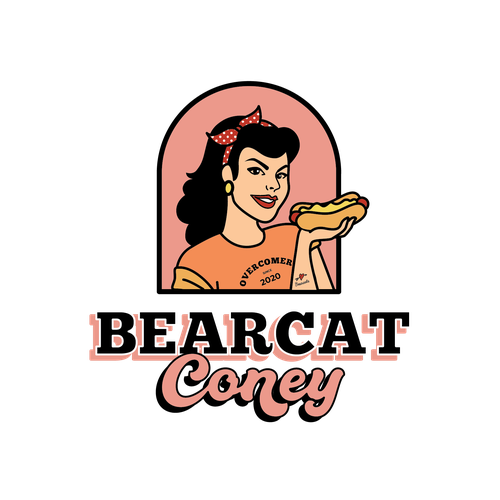 Hot dog design with the title 'Logo Pin Up Girl holding hotdog'