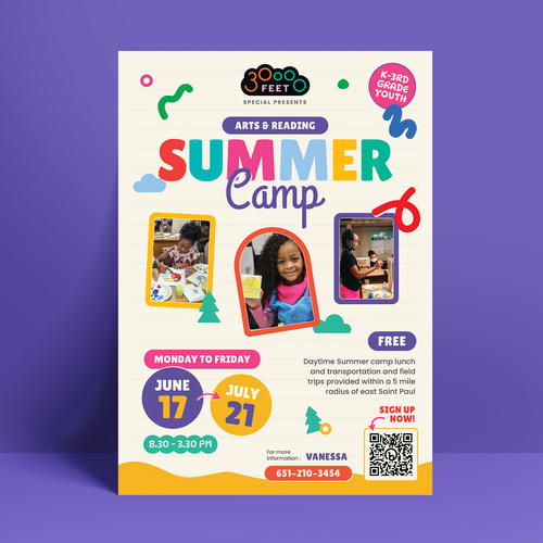 Summer camp design with the title 'Flyer Design for 30000 Feet - Summer Camp'