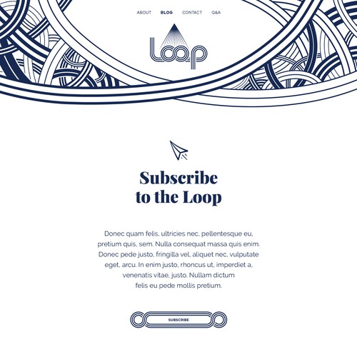 Creative website with the title 'Blog website design for Loop'