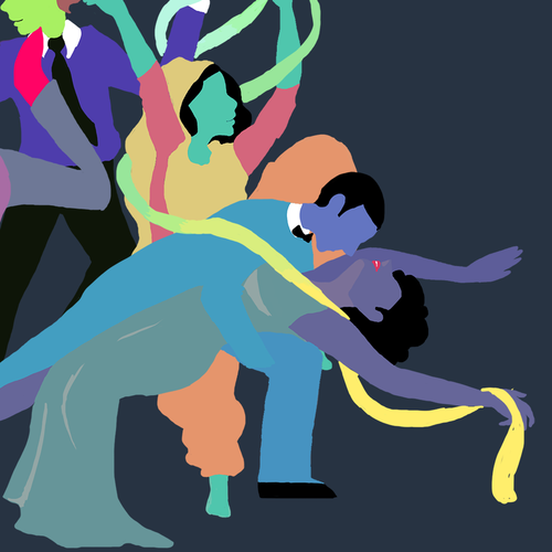 Dance illustration with the title 'Create a fun and evocative dance festival illustration'