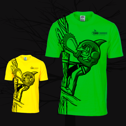 Construction t-shirt with the title 'Yard Sharks. Tree company'