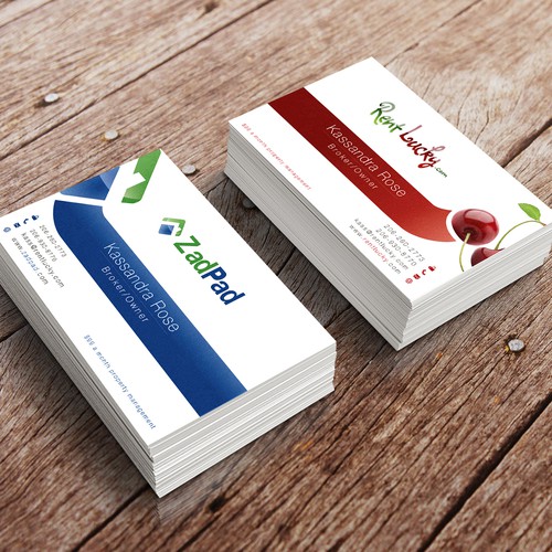 Corporate identity logo with the title '2 Brands ONE Card - Sales on one side & Rentals on the other - Get Creative!'