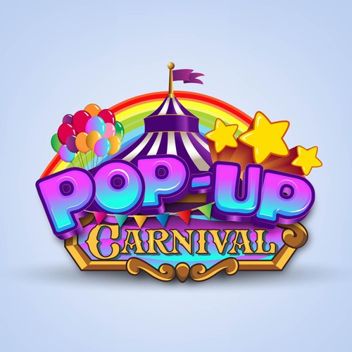 Full color logo with the title 'Pop up Carnival'
