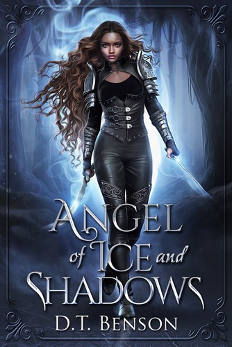 Magic book cover with the title 'Angel of Ice and Shadows'