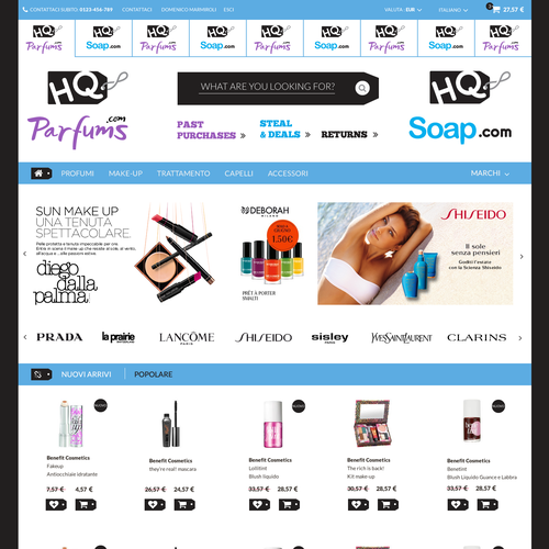 Cosmetics website with the title 'Web page design for HQ'
