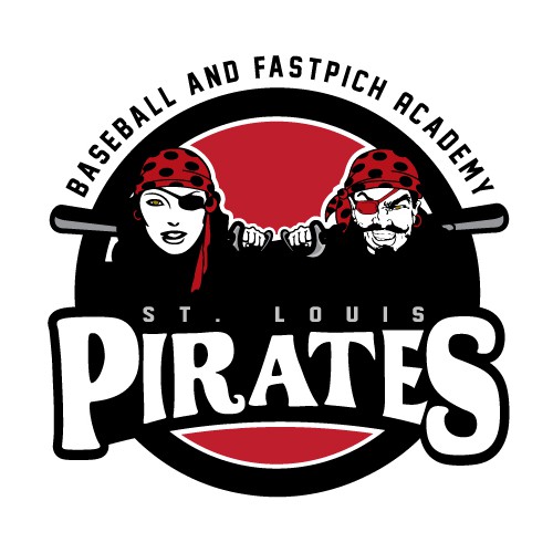 Pirate logo with the title 'Pirates Baseball Academy Logo'