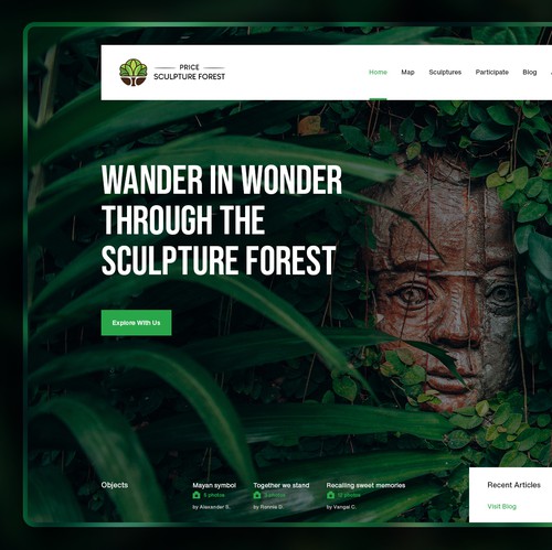 Layout website with the title 'Price Sculpture Forest'