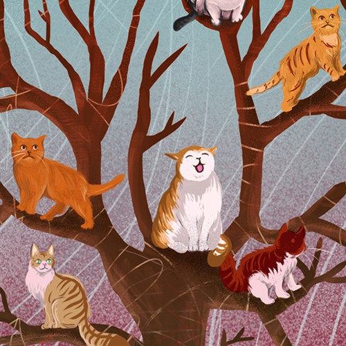 Drawing book cover with the title 'Cat Tales, Origins, Interactions and Domestication of Felis catus'