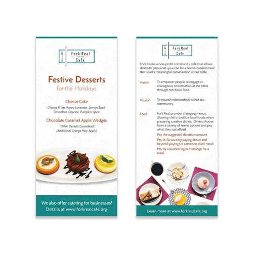 Rack card design with the title 'Rack Card Design for a Community Cafe'