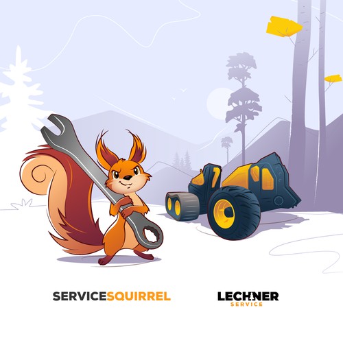 Background design with the title 'Squirrel Mascot for Lechner Service'