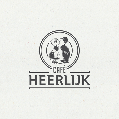 Coffee logo with the title 'Nostalgic logo for Cafe Heerlijk'