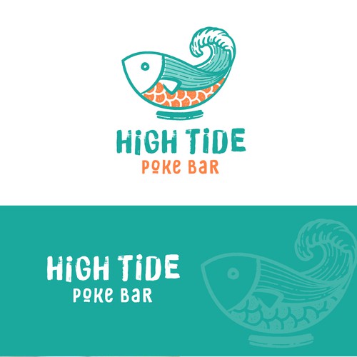 Creative design logo with the title 'A fun + bold logo for a poke restaurant'