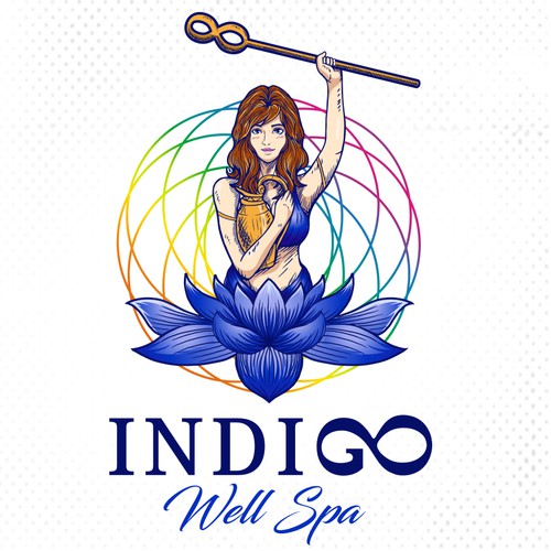 Vase logo with the title 'Indigo Well Spa'