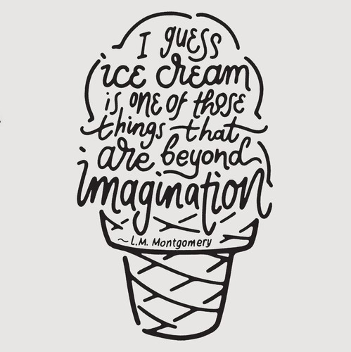 Food t-shirt with the title 'Custom Lettering Design for Ice Cream T-Shirt'