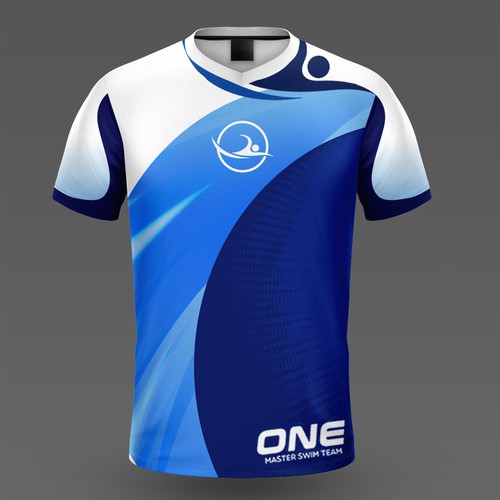 Uniform design with the title 'design jersey for team one master swimming'