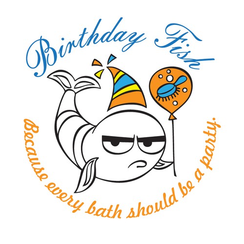 Birthday logo with the title 'Create a  fishy mascot for Birthday Fish Bath Products'