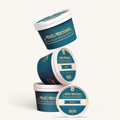 Ice cream packaging with the title 'packaging cup and lid design'