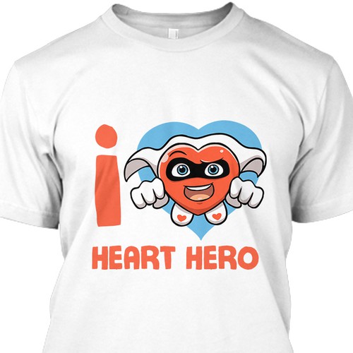 Heart t-shirt with the title 'Heart-shaped Super Hero T-Shirt Design'
